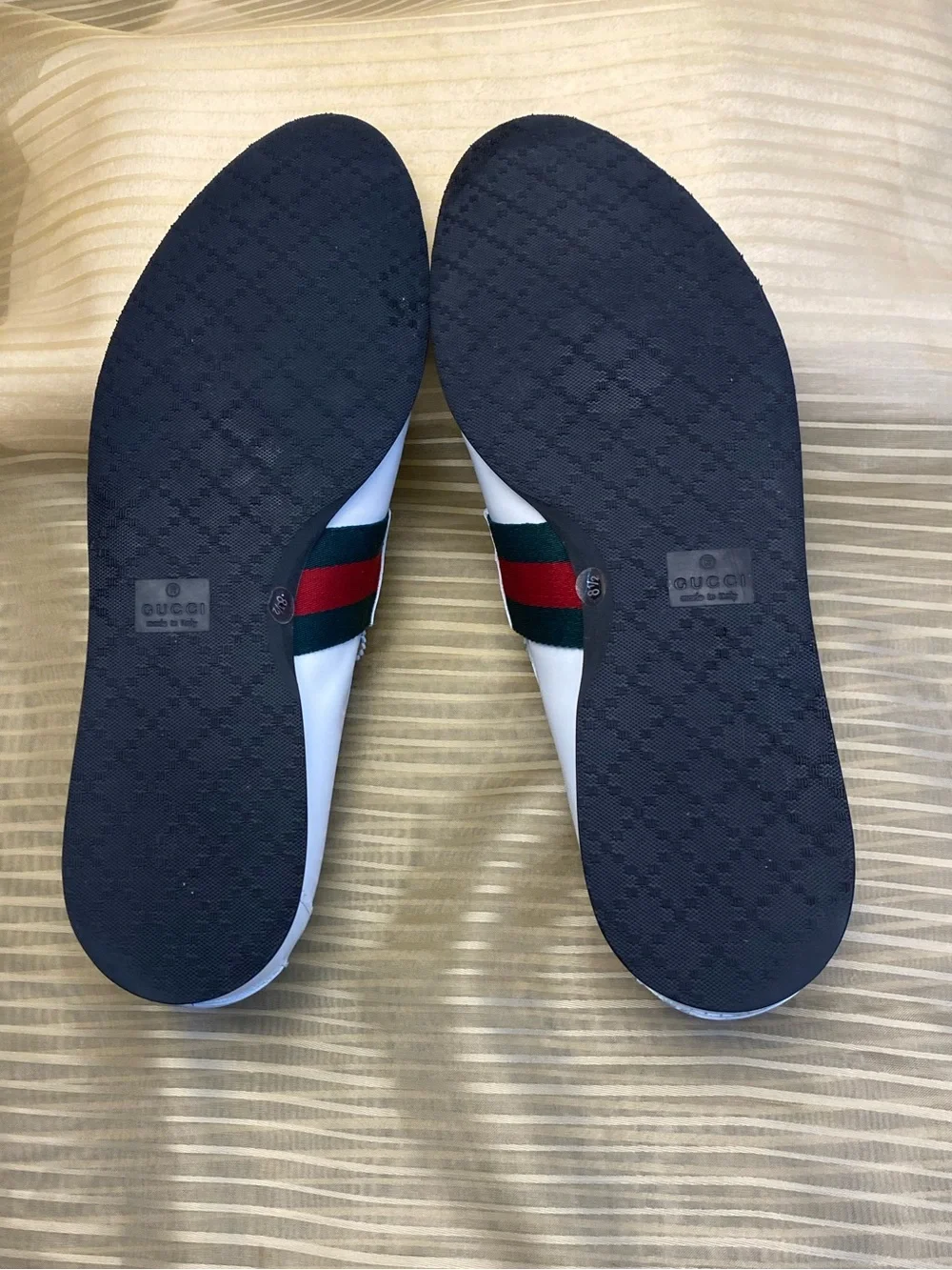 GUCCI White Leather Men's classic Loafers, 8.5